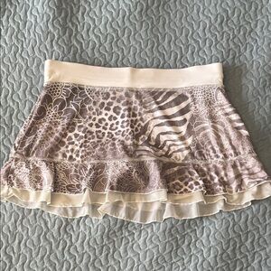 Chic Cream and Brown Patterned Mini Skirt